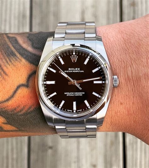 rolex oyster perpetual 34mm black dial|Rolex Oyster Perpetual color chart.